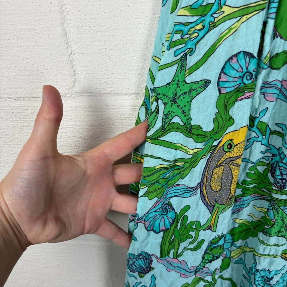 Kate Spade Womens Under the Sea Fish Print Maxi Dress Size S Resortwear Beach